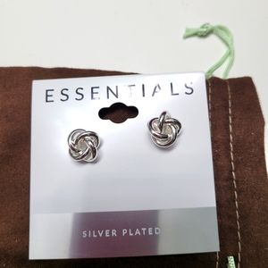 Macy's Essentials Love Knot earrings silver plated New